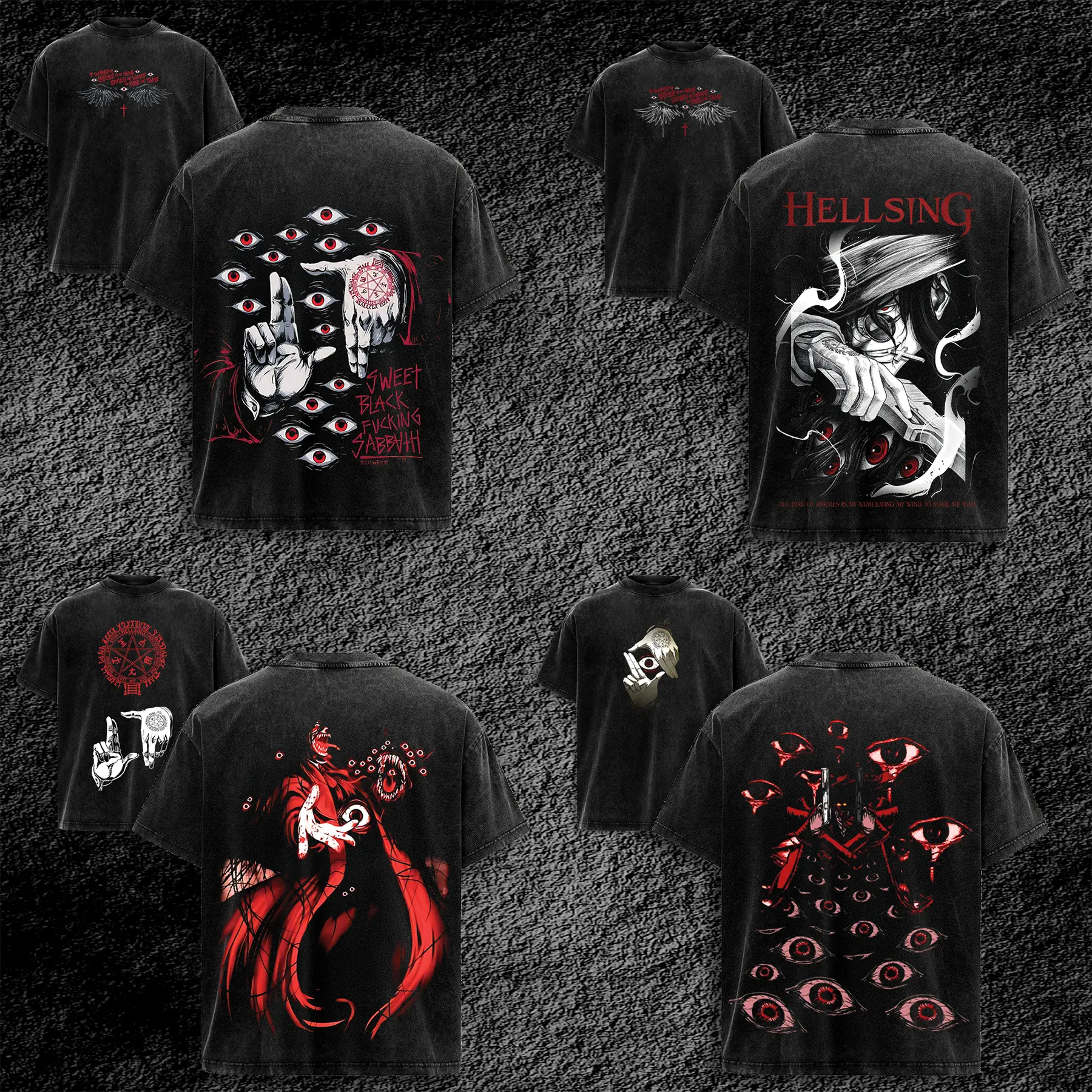 COLLECTION Hellsing Unisex Ultimate Vampire Unisex Oversize T-Shirt, Tank Top, Hoodie Acid Wash Muscle Tank Anime Graphic Shirt Unisex Streetwear Gamer Gift Cotton Fabric