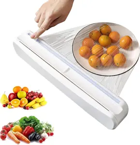 Plastic Wrap Dispenser With Cutter, Reusable Cling Film Dispenser, Cling Wrap Dispenser With Slide Cutter, Also For Aluminum Foil, Tin Foil, Baking Paper