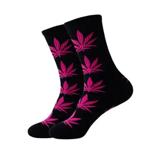 Black and Purple Marijuana Leaf Crew Socks