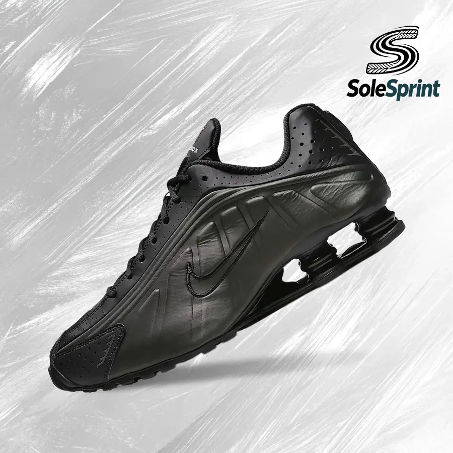 Nike Shox R4 Black Bright Crimson Men's Athletic Lifestyle Sneakers - HQ1988-001, Shock-Absorbing Comfort, Vintage Spring-Summer Inspired, All-Day Fit, Gym & Run Training Running Footwear, Shock Absorb, All-Day Wear, Casual, Men's Lifestyle, Sporty Chic,,