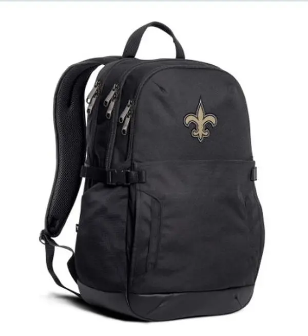 WinCraft New Orleans Saints All Pro Backpack Official NFL Team Logo Sports Backpack Black Gold Football Fan Gear School Travel Bag Casual Daypack Durable Carryall for Men Women Kids Collectors Tailgating Game Day Essentials