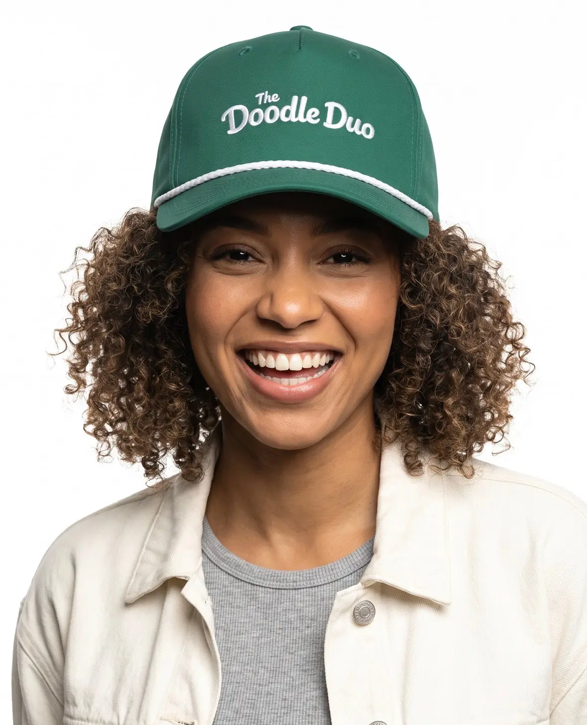The Doodle Duo Signature Rope Hat – Two-Tone with White Embroidery