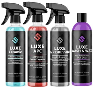 LUXE Complete Car Care Bundle - Clean and protect your entire vehicle with this set of luxury products - 4 16.9 oz bottles