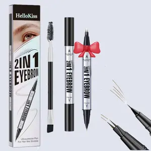 Double-Ended Liquid Eyebrow Pencil Set with Fork Tip & Brush, Precise Application, Easy for Beginners, Quick Shaping Essential Tool, Precisely Sculpted Brows