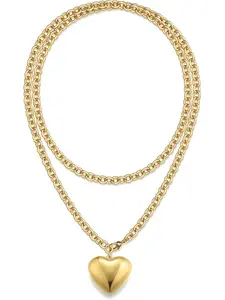 Heart Chain Necklace for Women, 92cm Long Thick Pendant, Fashionable Trendy Jewelry, Elegant Plain Design, All Seasons Wear, Love Heart Necklace