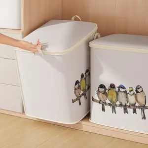 Large Capacity Foldable Storage Bag, Sparrow Pattern Print, Durable Non-Woven Fabric, Perfect Home Gift, Suitable for Blankets and Clothes