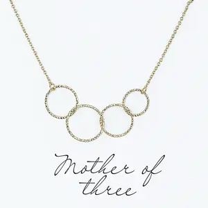 Circles of Love Mother of Three Elegant Gold Tone Design with Three Interlocking Circles Perfect for Gift Giving