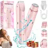 Women's Cordless Electric Trimmer - 2-in-1 Portable Self Care/Personal Care Gadget, 10000 rpm Gentle Shave Device with Ceramic Blades, IPX7 Waterproof, Titanium Build, Removable Parts for Face & Body Hair Removal, Gifts for Female Adults