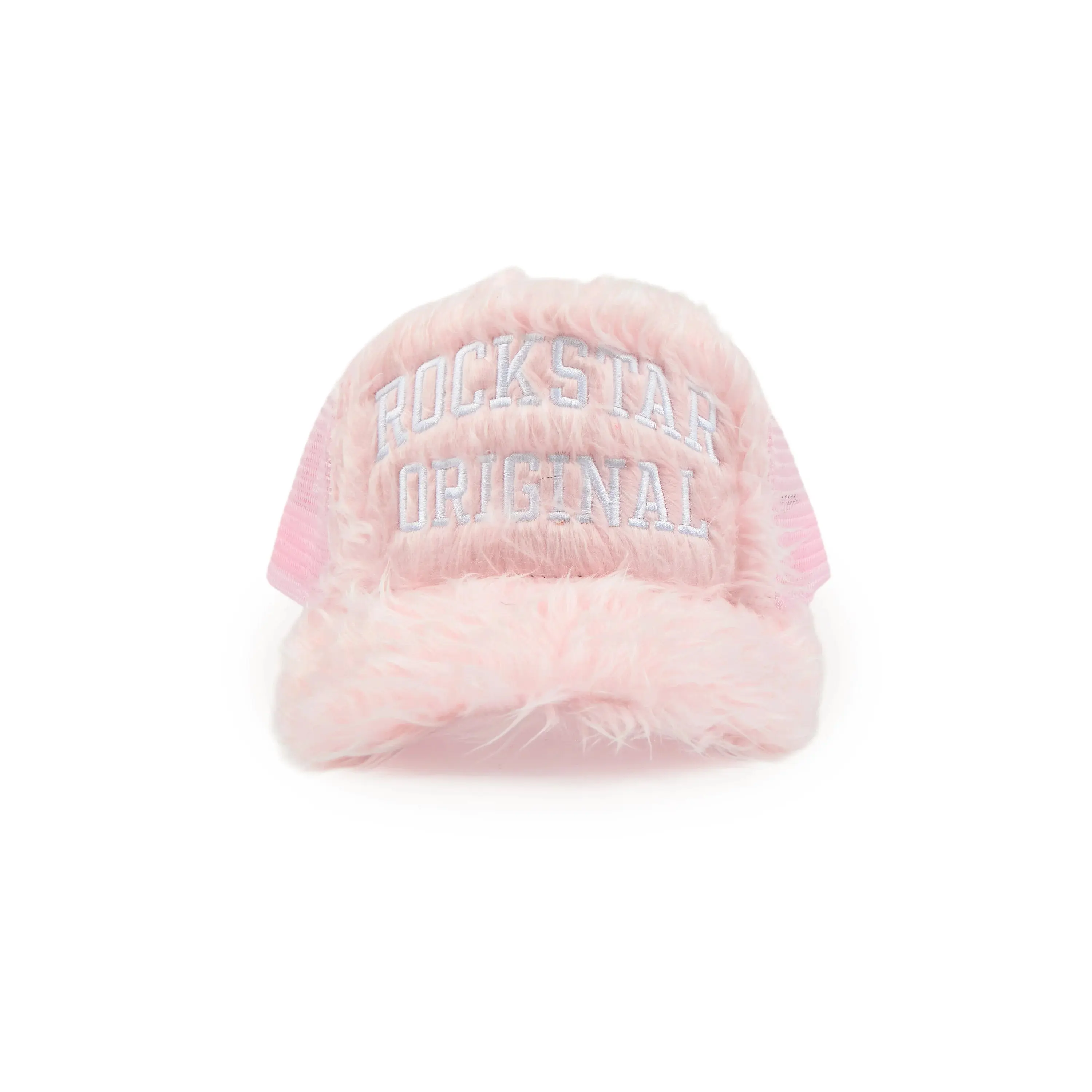 Shaggy Pink Fur Trucker Hat