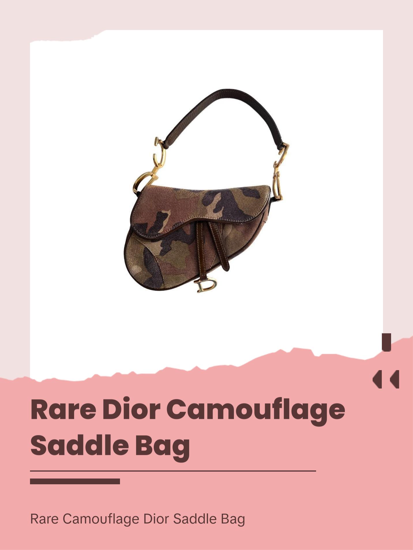 Pre-owned Dior leather Shoulder Bags Extremely rare small size camouflage saddle bag