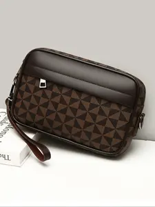 Men's Plain Triangle Zipper Closure Small Square Bag, Fashionable Crossbody Shoulder Bag, Adjustable Strap, All Seasons Use, Stylish Crossbody Bags