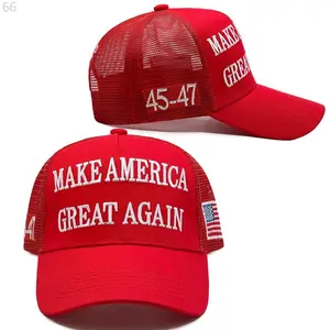 Trump Hat, 2025 Black Make America Great Again Mesh 45-47 Embroidered Adjustable Baseball Cap