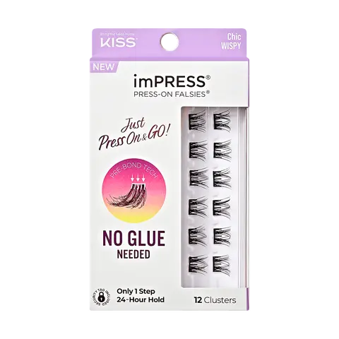 Impress Falsies Pre-Glued False Eyelashes Minipack - Chic | 12 Lash Clusters, 12mm-14mm