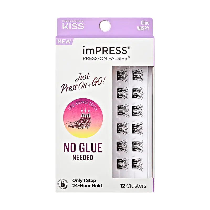 Impress Falsies Pre-Glued False Eyelashes Minipack - Chic | 12 Lash Clusters, 12mm-14mm