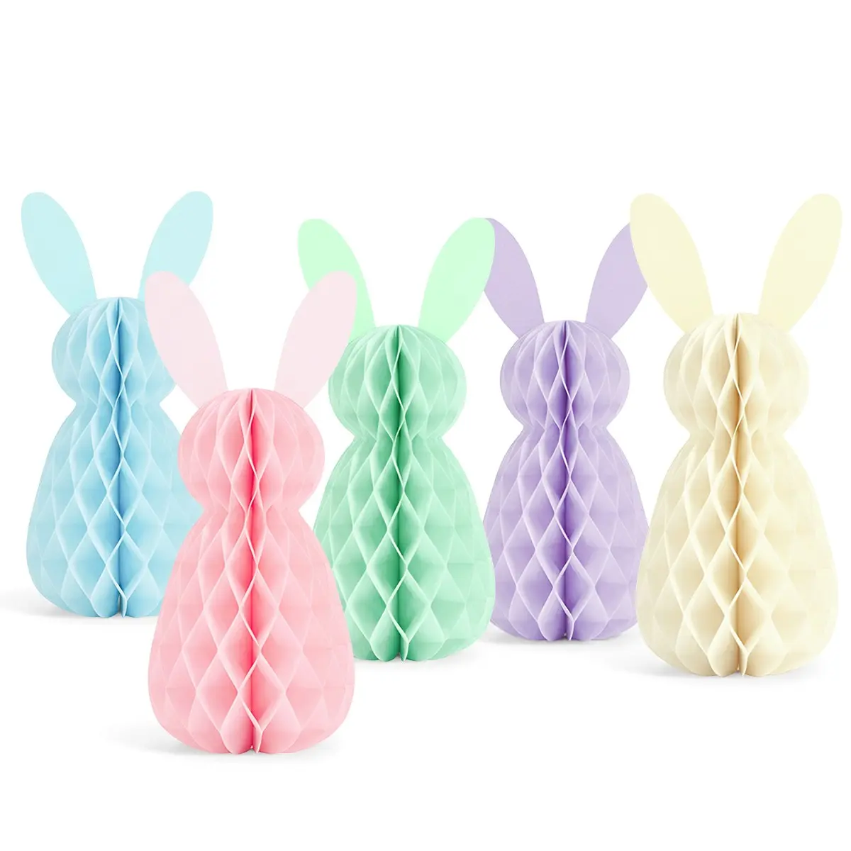 5 Piece Cute Rabbit Centerpiece Decorations, 3D Paper Hive Party Decor, DIY Table Centerpieces, Hanging Tree Ornaments for Parties