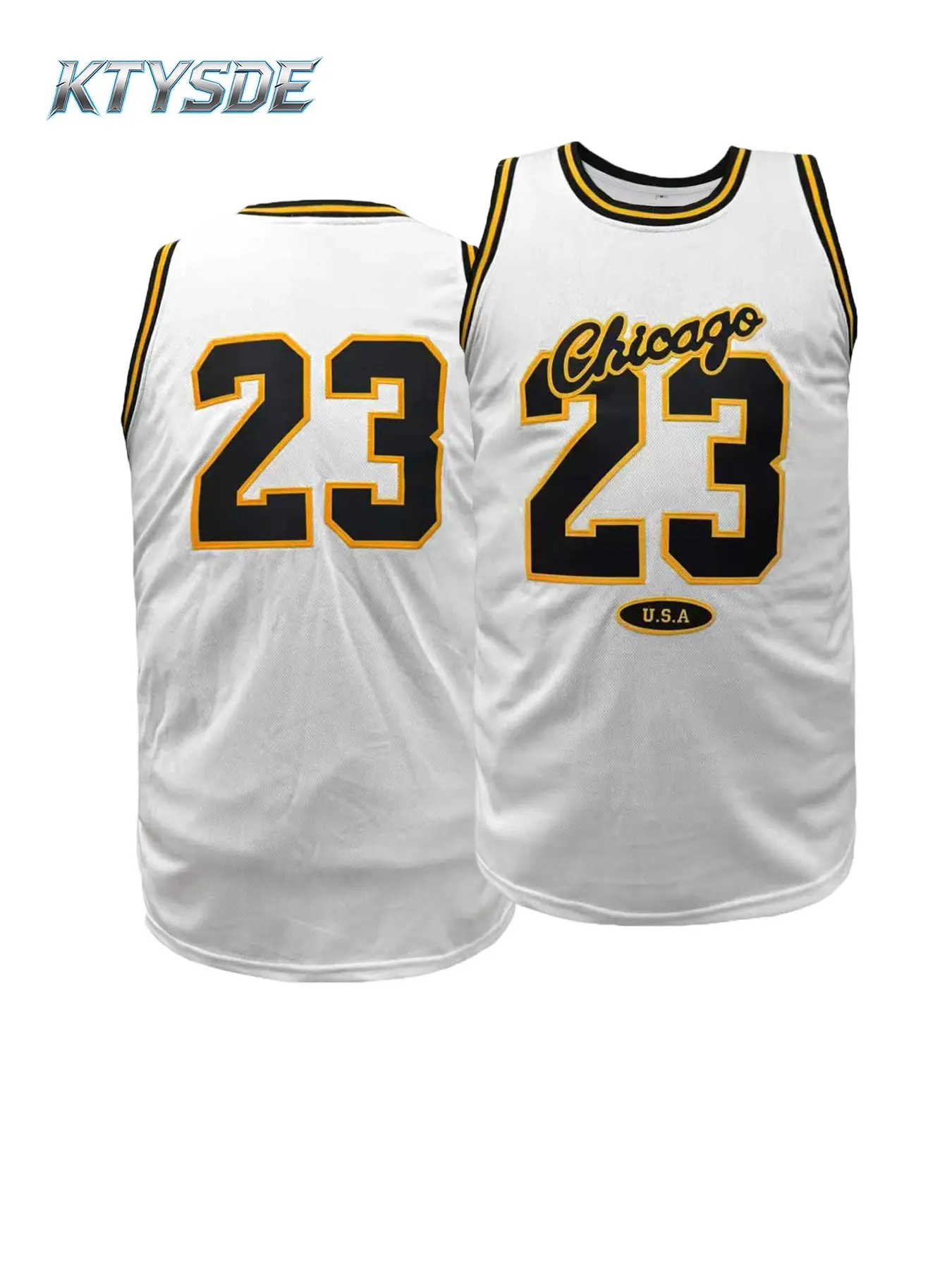 KTYSDE Men's #23 Chicago City Embroidered Basketball Jersey,Vintage Sleeveless Fan Shirt for Game Day Basketball Events, Embroidery Basketball Jersey