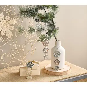 Martha Stewart (4) Cascading Etched Glass Snowflake Ornaments