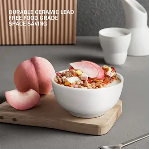 TWISTER.CK  10 Ounce Porcelain Bowls Set 8 Pack Premium White Ceramic Bowls for Cereal, Soup, Salad, Pasta, Prep, Rice, Ice Cream, Microwave & Dishwasher Safe