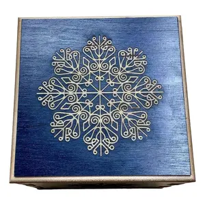 Blue Stained Maple Wood Puzzle Box | Personalizable Christmas Gift Box