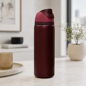 Cherry FreeSip Insulated Water Bottle with Straw Lid, Leakproof Stainless Steel Travel Tumbler for Gym Office