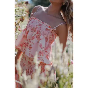 Cosima Baby Doll Top - Rose Pink Floral