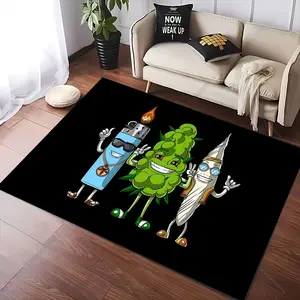 Cartoon Weed Pattern Carpet, 1 Count Creative Rectangle Mat, Decorative Floor Mat for Home Living Room Bedroom, Home Decor, Cartoon Pattern Rug
