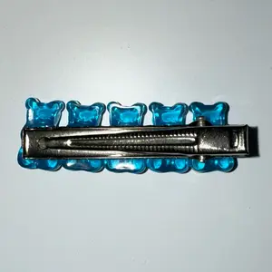 Bear Hair Clips - Blue Bear Design with Metallic Finish, Includes Multiple Clips for Versatile Use