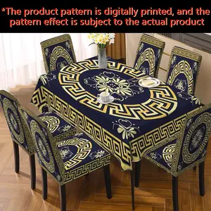 JIT, 2D Flat, New Tablecloth & Chair Cover Set (Combination of Tablecloth and Chair Covers). Home dining chair decoration, vintage high-end digital print, suitable for home decoration in restaurants, living rooms, hotels, etc.