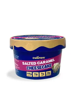 Culiraw Salted Caramel Cheesecake - 4 Pack Plant-Based Protein Gluten-Free Sweetened with Dates 115g Total Protein
