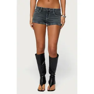 Edikted Women's Whitlie Contrast Stitch Denim Shorts