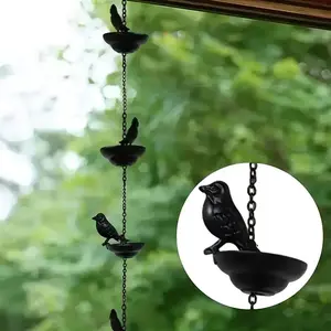 Metal Bird Rain Chain, Rustic Outdoor Garden Decor, Single Bird Design, Iron Ornament, Easy to Hang, No Power Needed