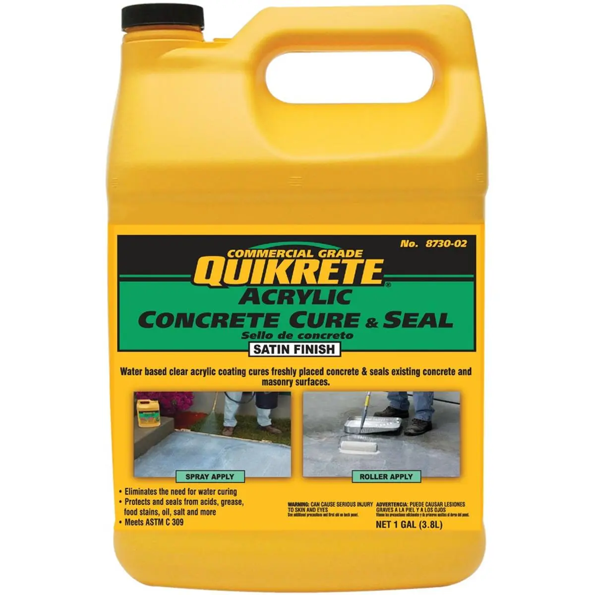 212 MAIN Quikrete 873002 52020 Water-Based Waterproofing Concrete Sealer, 1 Gal Curing Aid with Moisture Hold Capabilities, 1 Gallon, 2 Coats Recommended