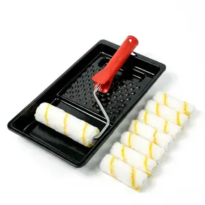 Paint Roller Kit 10 Piece, 4 Inch Microfiber Paint Roller Frame with Mini Plastic Paint Tray, House Painting Supplies, High Absorbency, Reusable & Easy to Clean