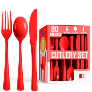 Heavy Duty Red Cutlery Combo - 7.5 in. - 80 Count
