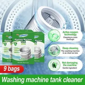 Liby Washing Machine Cleaner 125g x3 (375g Total) Antibacterial Descaler Powder Deep Cleaning for Front Load Top Load Washers Removes Stubborn Stains Odor Eliminator with Drum Brush Value Pack