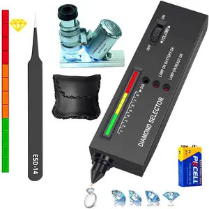 Professional High Accuracy Diamond Tester Pen Electronic Gem Tester Tool Kit with 60X Magnifying Glass for Novice and Expert Diamond Selecting