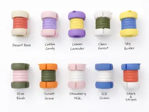 Cable Coil Key Ring - Desert Rose, Cotton Candy, Lemon Lavender, Clean Forest, Olive Blush, Sunset Grove, Strawberry Milk, Sky Butter, Olive Blush, Strawberry Milk, ICE Ocean, Stars & Stripes