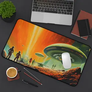 Alien Invasion Deskmat, Custom Desk Mat, Gaming Desk Mat, UFO Mousepad, Large Deskmat for Gaming, Desk Accessories
