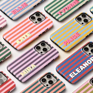 Custom Phone Case, Personalized Initials Monogram Striped case for iPhone 17 16 15 14 13 12 Pro Max, Samsung S25 S24 S23 Ultra case