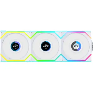 Lian-Li  120 mm UNI FAN SL 2.4GHz Wireless 1.6 LCD RGB Fan - White - Pack of 3