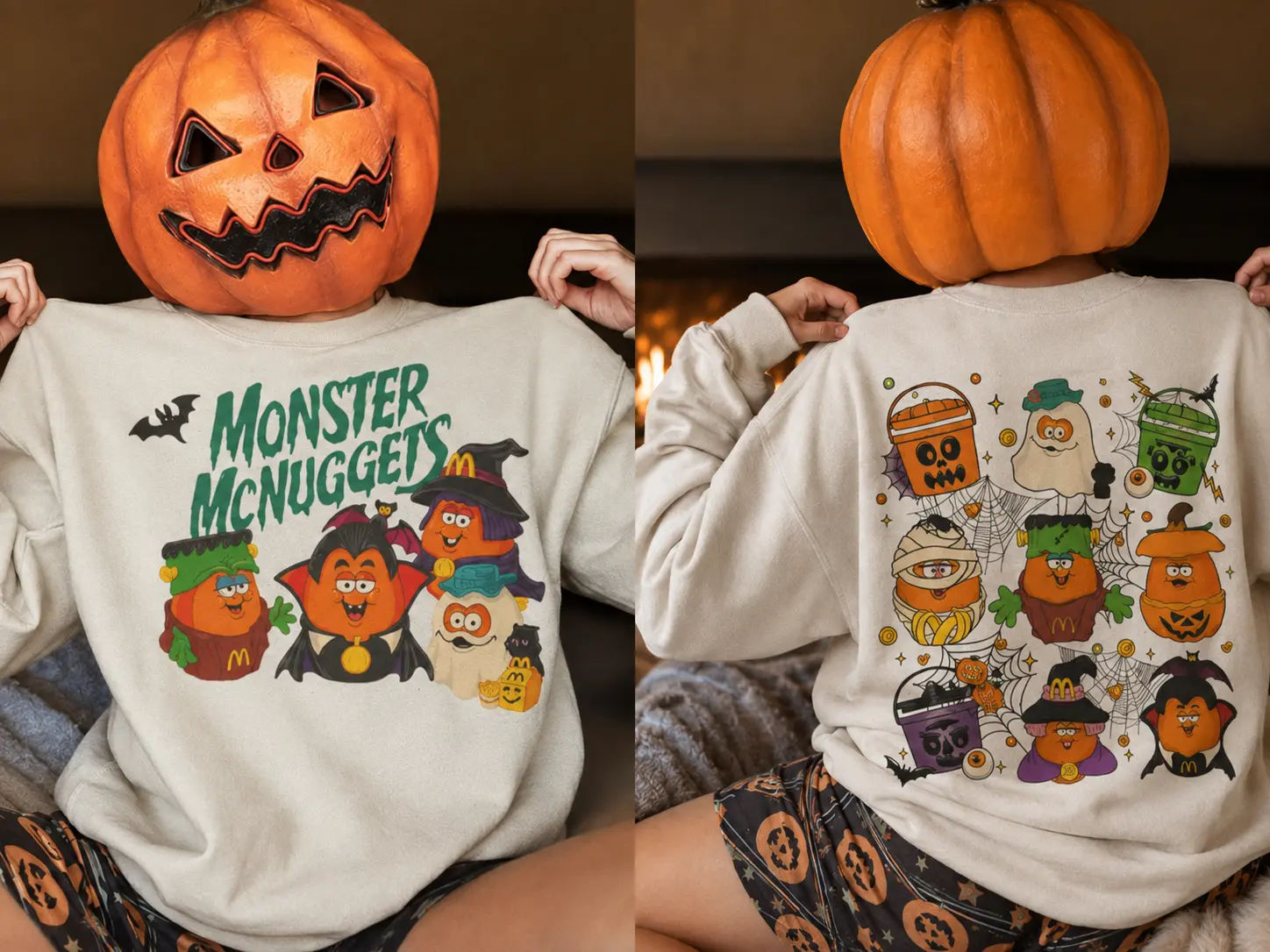 Monster Nuggets 2 Sided Sweatshirt, Spooky Nuggets Halloween T-Shirt