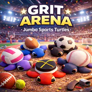 3D Printed GRIT Friends Jumbo Sports Turtles Collectible Figure, Sports-Themed Articulating Animal Figurines, Smooth Soccer Home Decor Statue, Ideal Gifts for Home Supplies Enthusiasts