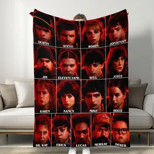 Stranger Things Full Character Blanket, Ultra-Soft Skin-Friendly Material, Bedroom Warm Cover, Living Room Sofa Decor, Decorative Throw, Gift for Fans