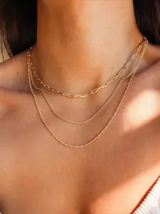 Women's Elegant Minimalist Layered Necklace, Trendy Exquisite Chunky Chain Necklace, Chic Jewelry As Gift for Girlfriend, Dainty Layering Jewelry, Minimalist Necklaces