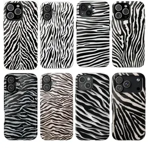 Zebra Print Tough Phone Case, Black White Stripe iPhone 11 - 17