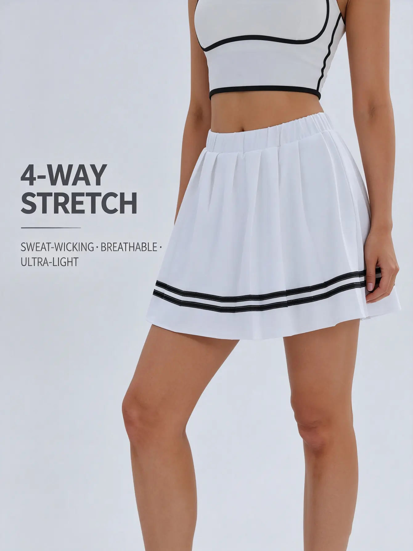 Women Pleated Tennis Skirt with Built-in Shorts Hidden Pockets 4 Way Stretch High Waist Athletic Mini Skort for Workout Golf