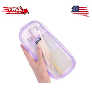 Clear Mesh Pencil Case Pouch, Clearly Visible Grid Pen Cases Organizer For Adult