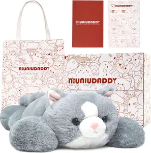 Niuniu Daddy Plush Cat Weighted Stuffed Animal with Gift Box, 3.3lbs Weighted Plushies Toy, Stuffed Cat Plush Pillow as Gift for Christmas Birthday