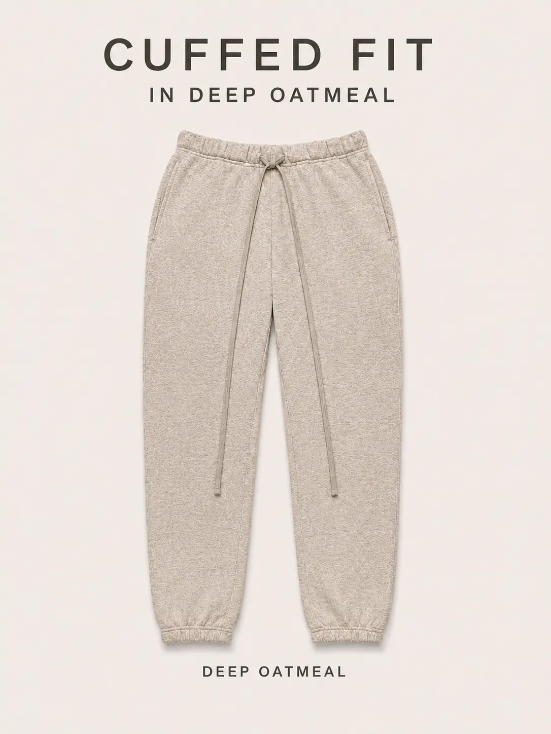 Men’s Deep Oatmeal Oversized Jogger Sweatpants – Relaxed Baggy Fit, Cuffed Ankle, Drawstring Waist, Side Pockets, Casual Streetwear Lounge Pants