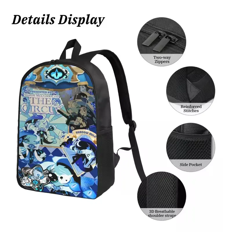 Kids' 3-Pcs Cookie Run Kingdom Themed School Set - Oxford Fabric Backpack, Zipper Pen Bag, Multi-Use Lunch Box with Cookie Run Art & Game Print for School Students, Daypack, Back To School Haul